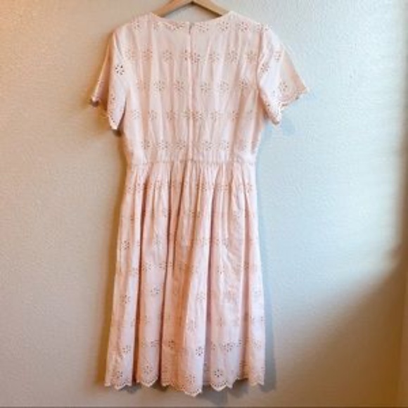 Madewell Pink Scalloped Eyelet Midi Dress - Picture 4 of 6